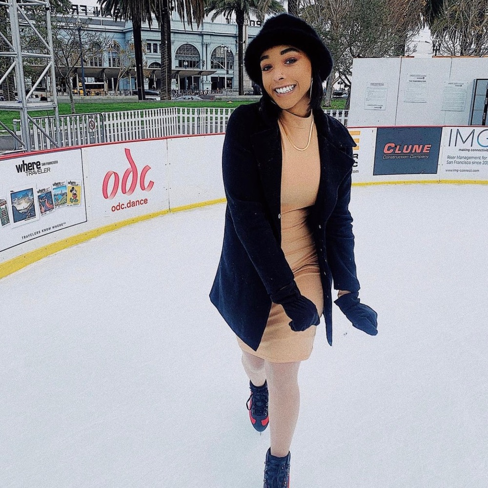 Tan / nude body con turtle neck dress